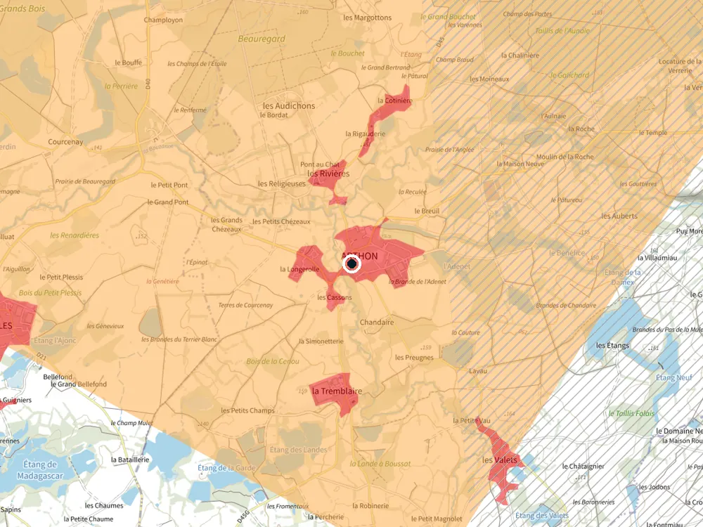 Carte des restrictions de vol pour les drones autour de Arthon