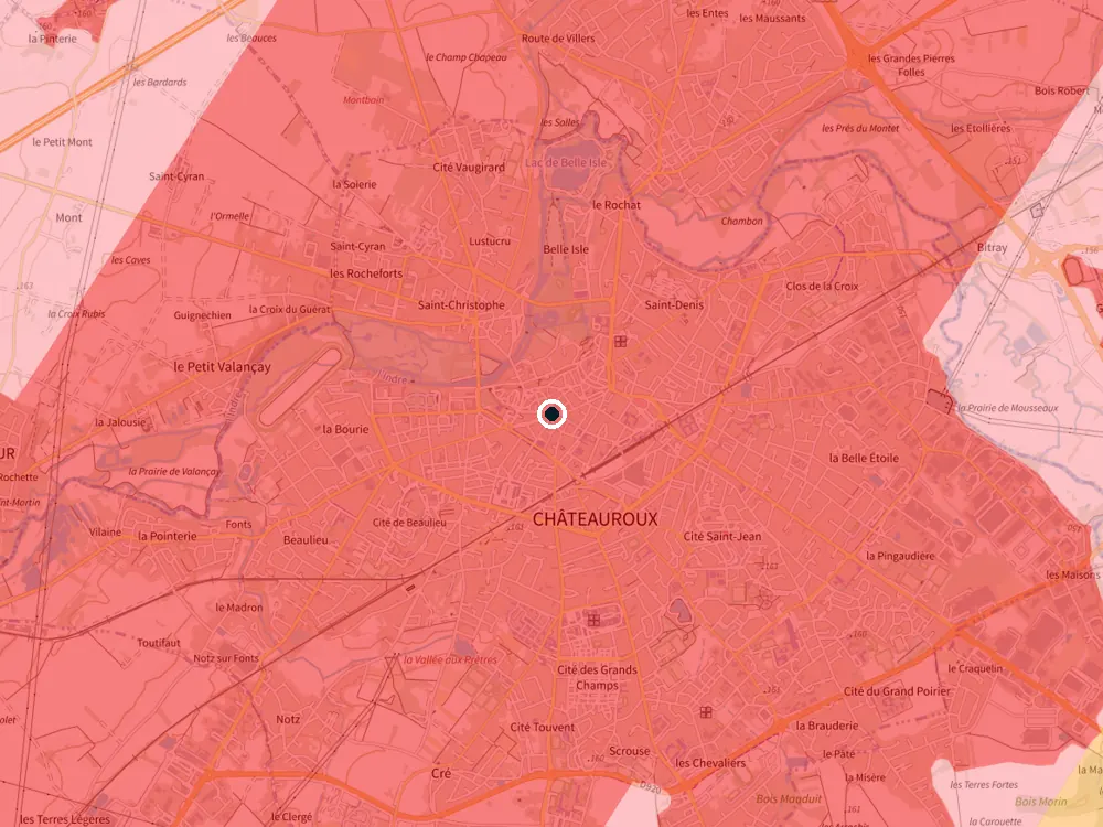 Carte des restrictions de vol pour les drones autour de Châteauroux