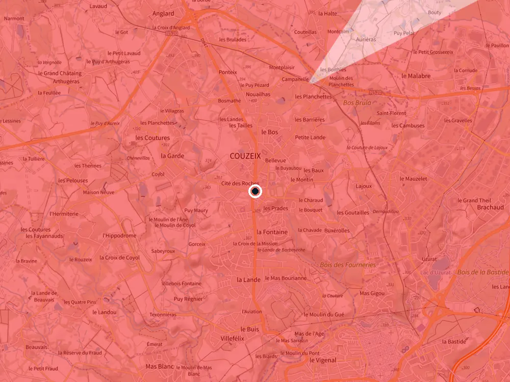 Carte des restrictions de vol pour les drones autour de Couzeix