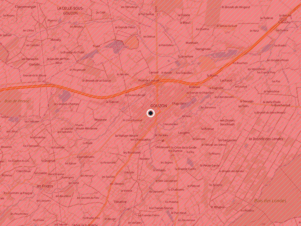 Carte des restrictions de vol pour les drones autour de Gouzon