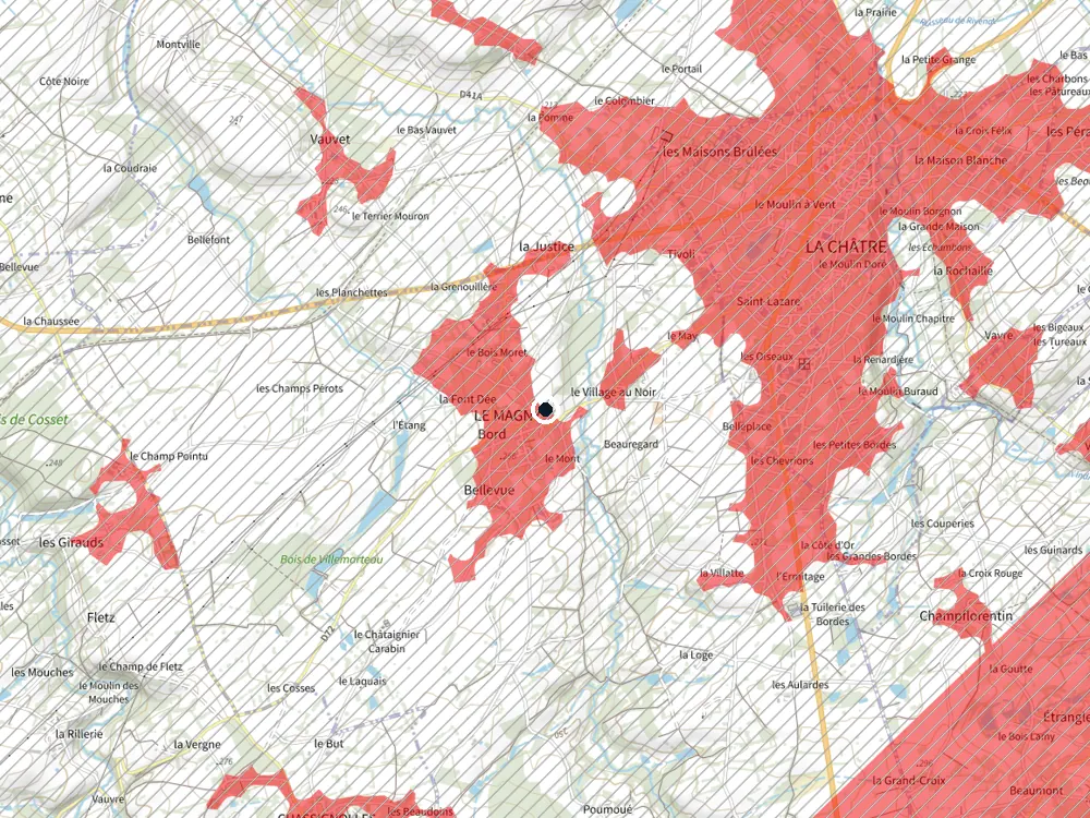 Carte des restrictions de vol pour les drones autour de Le Magny