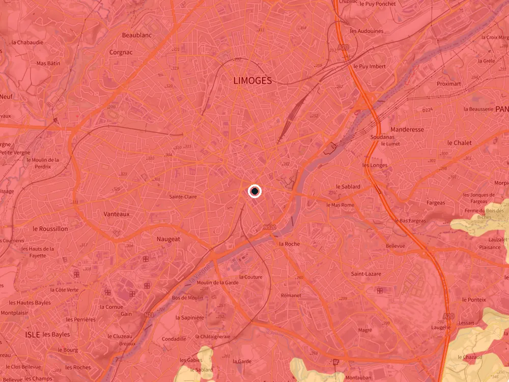Carte des restrictions de vol pour les drones autour de Limoges