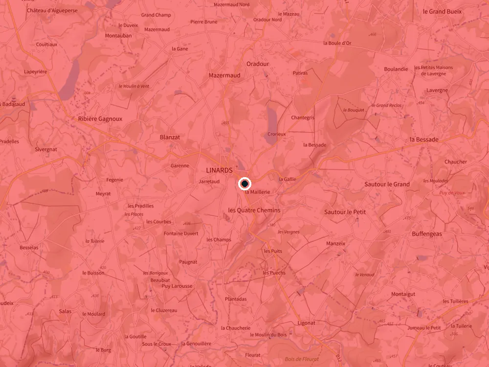 Carte des restrictions de vol pour les drones autour de Linards