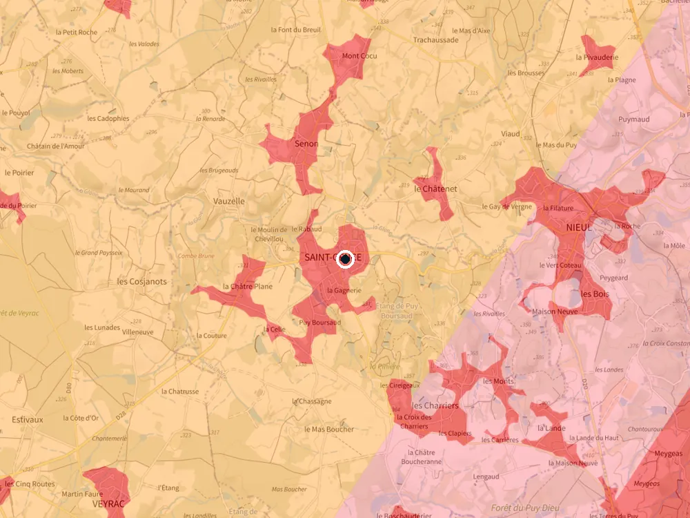 Carte des restrictions de vol pour les drones autour de Saint-Gence