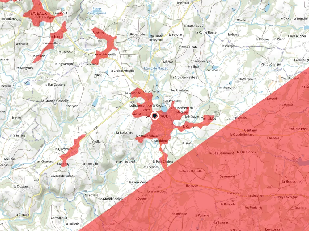 Carte des restrictions de vol pour les drones autour de Saint-Paul